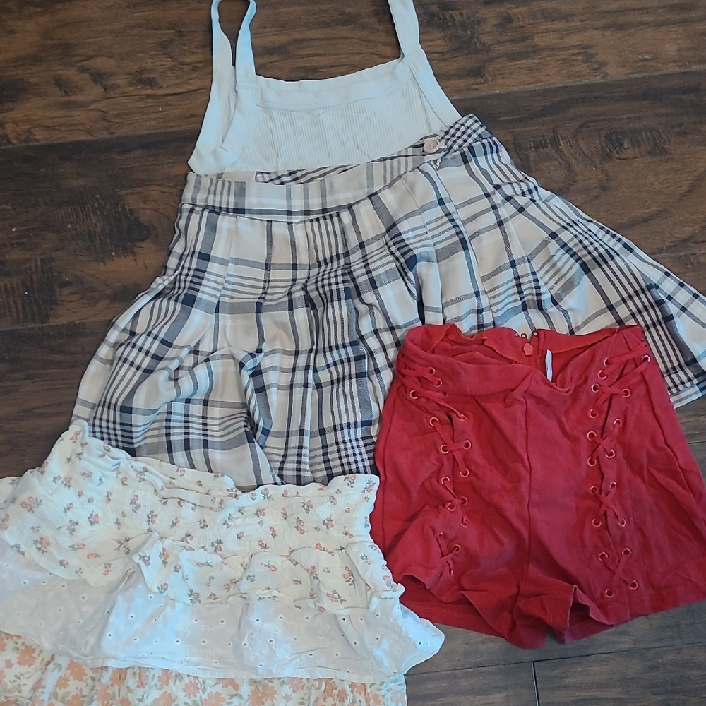 Plaid Blue and White Skirt